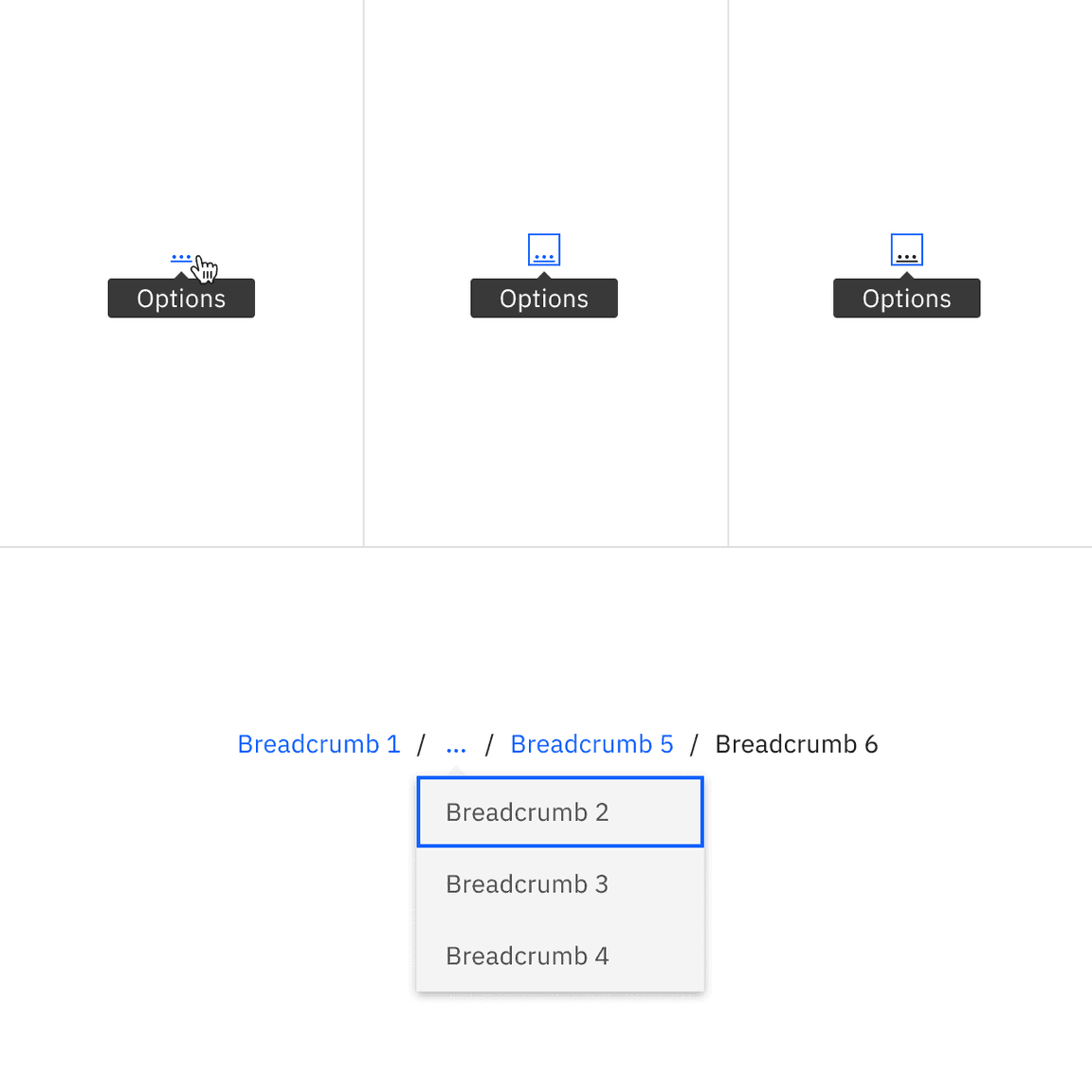 Breadcrumb overflow interactive state color.
