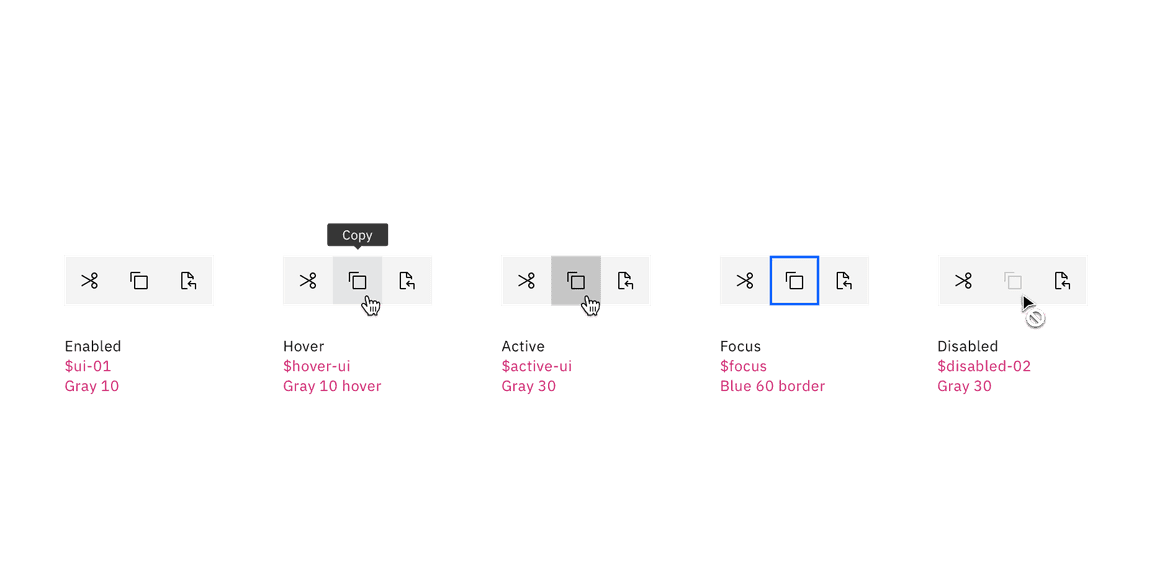 Text toolbar button states.
