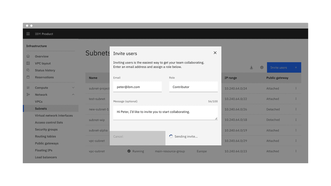 Example of the small loading indicator placement for inline loading