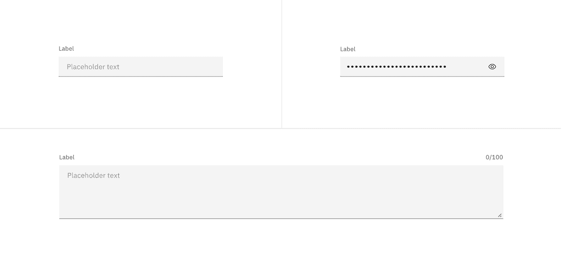 Example of text input types